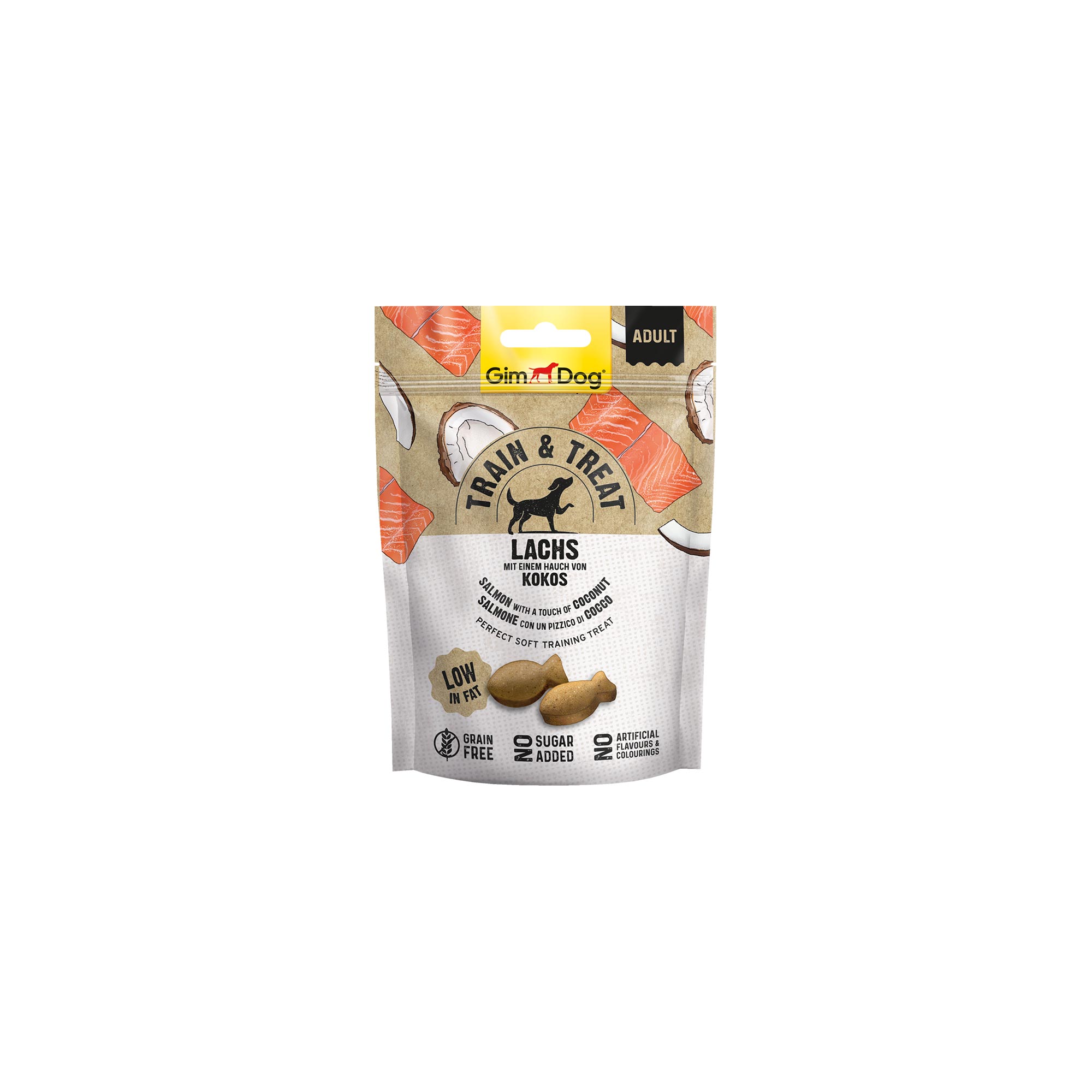 GimDog poslastica za pse Train&Treat Losos i Kokos 125 g